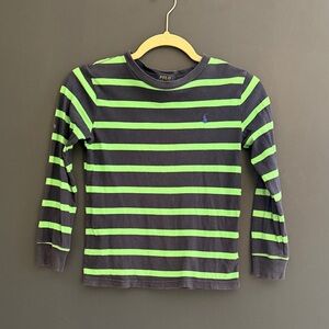 Polo Ralph Lauren Boys Striped Long Sleeve Shirt Size 6 Navy Green 100% cotton